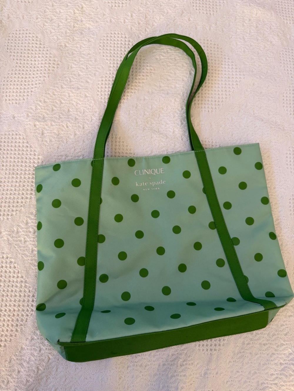 kate spade Mint Green Tote with Dark Green Polka Dots
